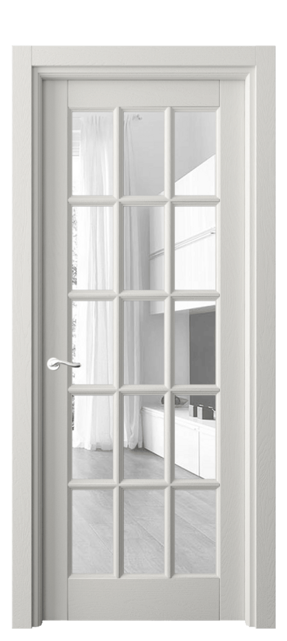 Межкомнатная дверь Лигнум 0708 Дуб серая эмаль Прозрачное стекло Цена 1053410 AMD | Volhovec