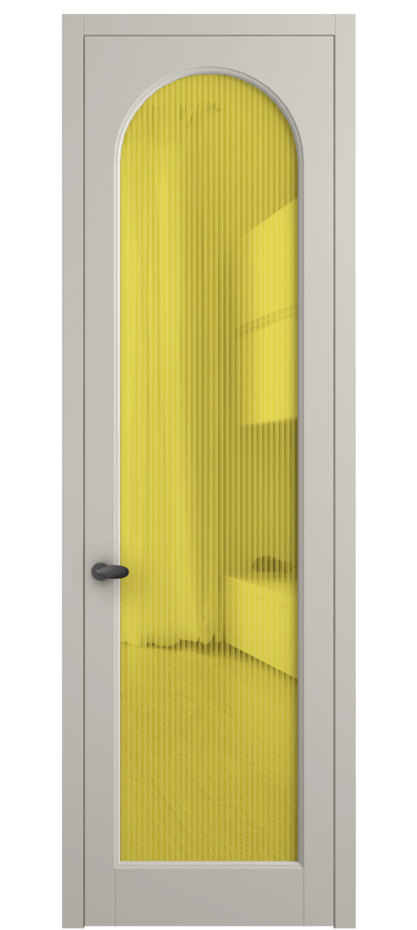 Межкомнатная дверь Палаццо 6804 Матовый облачно-серый Рифлёное жёлтое стекло "Мору", триплекс Цена 708300 AMD | Volhovec