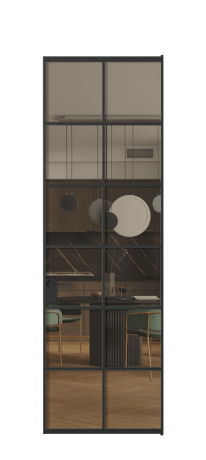 Алюминиевая дверь АЛПЛ040.05 Алюминий Черный Прозрачное бронзовое стекло, триплекс Цена 136090  | Volhovec