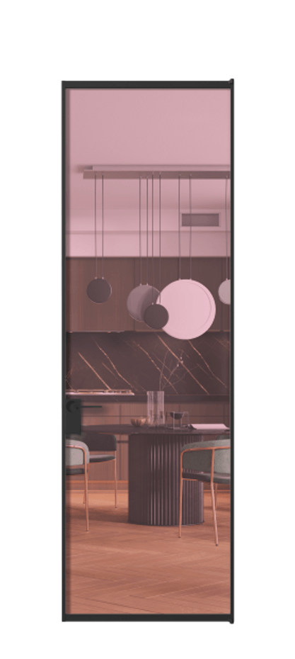 Алюминиевая дверь АЛПЛ040.01 Алюминий Черный Прозрачное розовое стекло, триплекс Цена 695520  | Volhovec