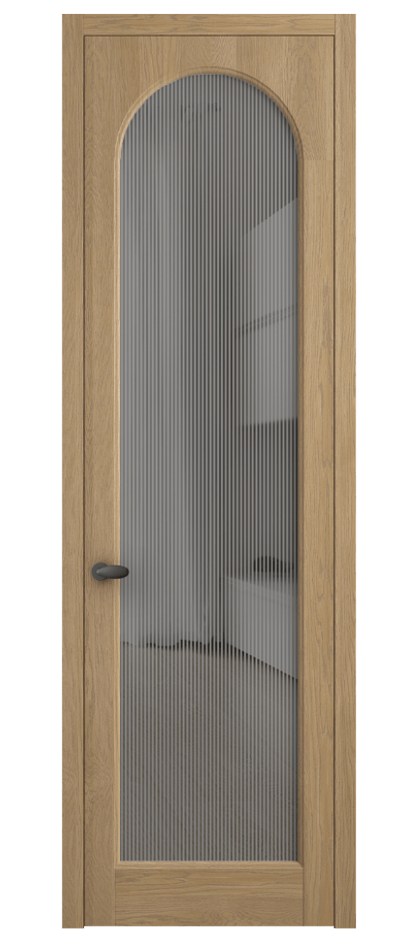 Межкомнатная дверь Палаццо 6804 Дуб соломенный матовый Рифлёное серое стекло "Дюна", триплекс Цена 1040100 AMD | Volhovec