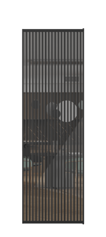 Алюминиевая дверь АЛПЛ040.06 Алюминий Черный Рефлективное прозрачное стекло "Stopsol", калёное Цена 1463381  | Volhovec