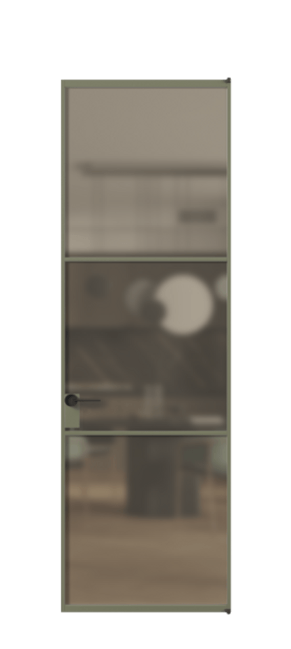 Алюминиевая дверь АЛПЛ040.03 Алюминий оливковый тёмный Сатинированное бронзовое стекло, триплекс. Без короба АОТ Цена 836050 Стоимость комплекта двери включает:
1. Полотно (600/650/700/750/800/850/900/950*2000-2400 мм).
2. Короб
3. Комплект фурнитуры (2 торцевые петли и магнитный замок с ответной планкой). Фабрика дверей Волховец 8 (800) 551 43 19 Алюминиевая дверь АЛПЛ040.03 Алюминий оливковый тёмный Сатинированное бронзовое стекло, триплекс Цена 836050 | Volhovec