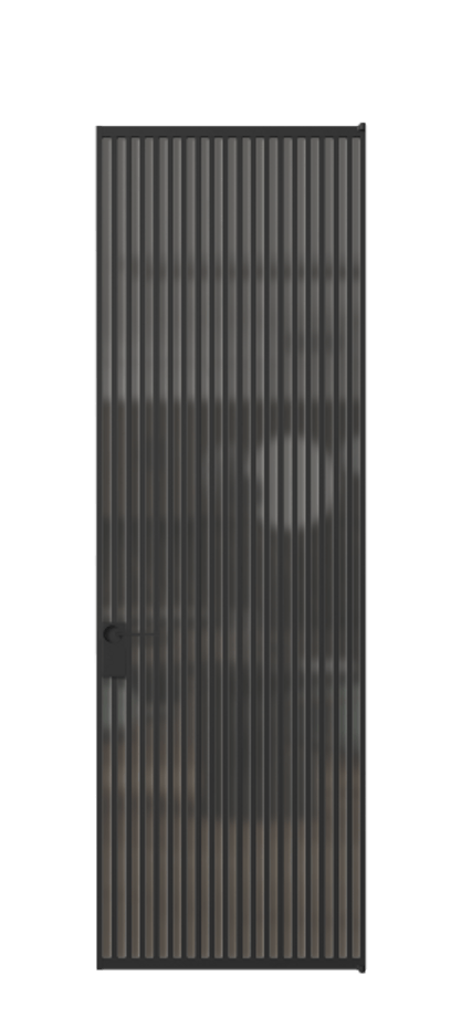 Алюминиевая дверь АЛПЛ040.06 Алюминий Черный Сатинированное серое стекло, триплекс Цена 1146020  | Volhovec