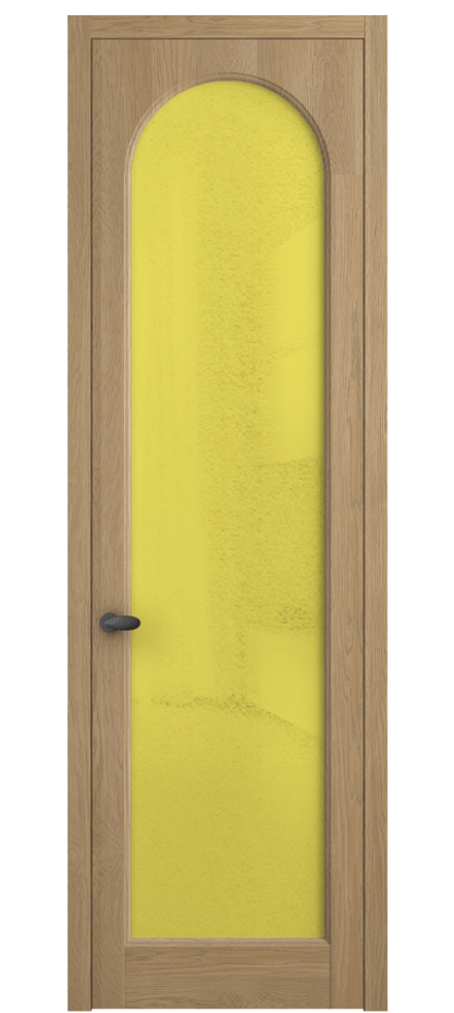 Межкомнатная дверь Палаццо 6804 Дуб соломенный матовый Фактурное жёлтое стекло "Лёд", триплекс Цена 1040100 AMD | Volhovec