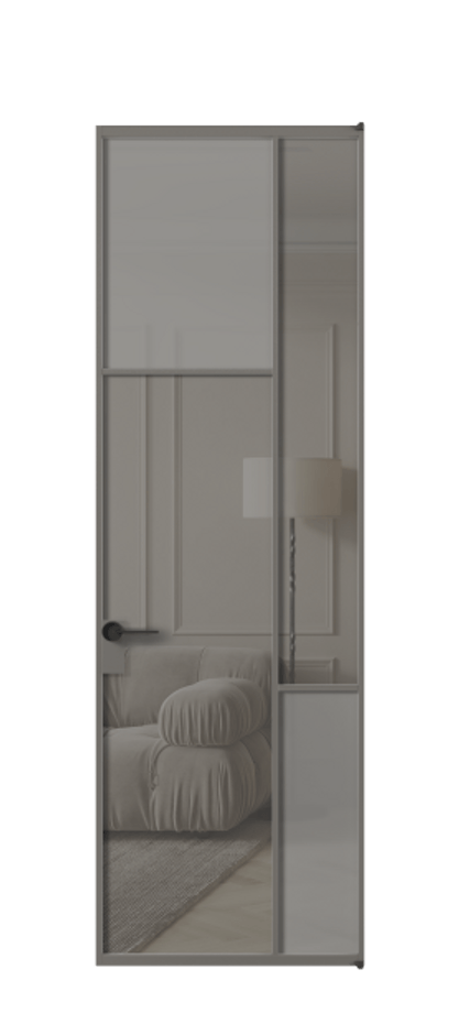 Межкомнатная дверь Мозаик АЛПЛ041.10 Алюминий классический серый Сатинированное серое стекло, триплекс, 6 мм + Прозрачное серое стекло, триплекс Цена 1118630 AMD | Volhovec