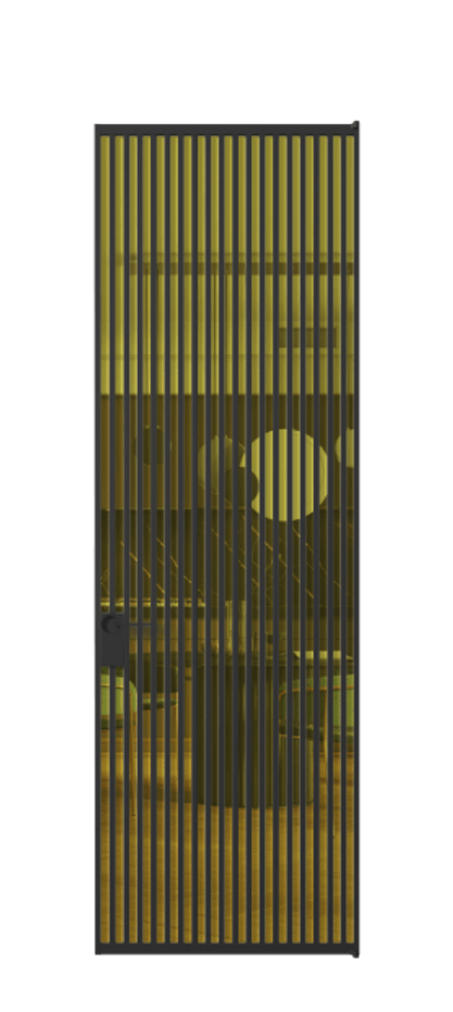 Алюминиевая дверь АЛПЛ040.06 Алюминий Черный Прозрачное жёлтое стекло, триплекс Цена 8860  | Volhovec