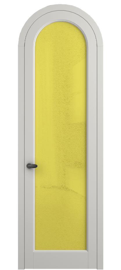 Межкомнатная дверь Палаццо 6814 Матовый серый Фактурное жёлтое стекло "Лёд", триплекс Цена 884500 AMD | Volhovec