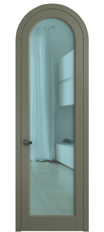 Межкомнатная дверь Палаццо 6814 Матовый оливковый тёмный Прозрачное голубое стекло, триплекс Цена 865000 AMD | Volhovec