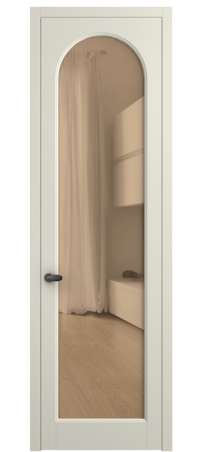 Межкомнатная дверь Палаццо 6804 Матовый молочно-белый Прозрачное оранжевое стекло, триплекс Цена 654400 AMD | Volhovec