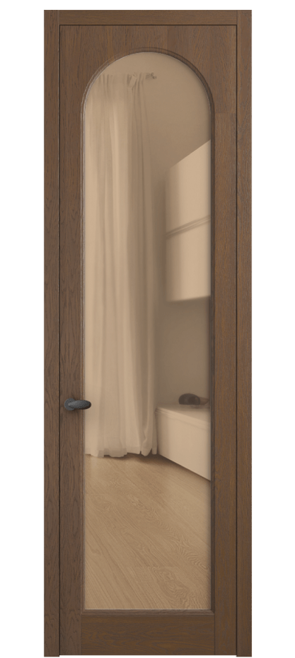 Межкомнатная дверь Палаццо 6804 Дуб каштановый матовый Прозрачное оранжевое стекло, триплекс Цена 1028700 AMD | Volhovec
