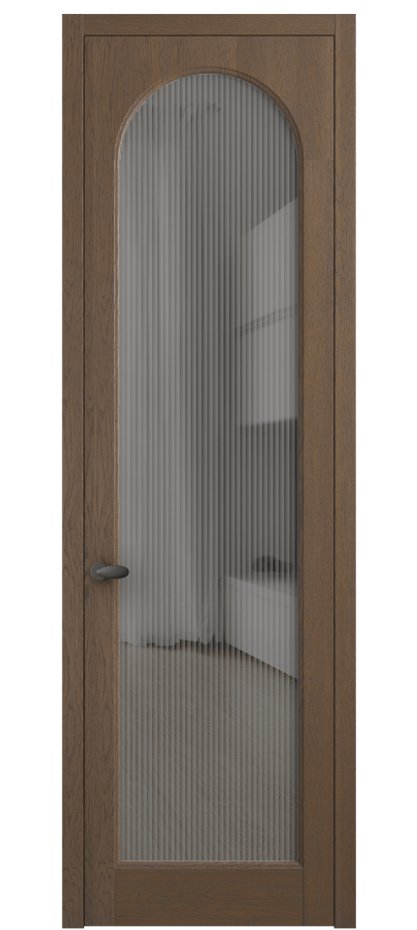 Межкомнатная дверь Палаццо 6804 Дуб туманный матовый Рифлёное серое стекло "Moru", триплекс Цена 1053600 AMD | Volhovec