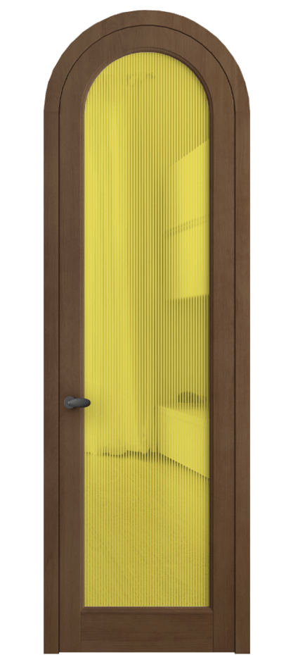 Межкомнатная дверь Палаццо 6814 Бук тёмный матовый Рифлёное желтое стекло "Дюна", триплекс Цена 1223000 AMD | Volhovec