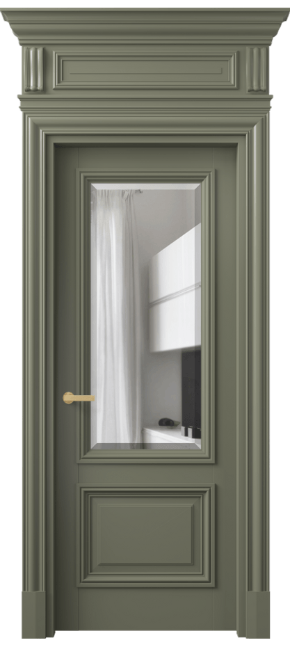 Межкомнатная дверь Антик 7302 Матовый оливковый тёмный Прозрачное стекло с фацетом Цена 1110120 AMD | Volhovec
