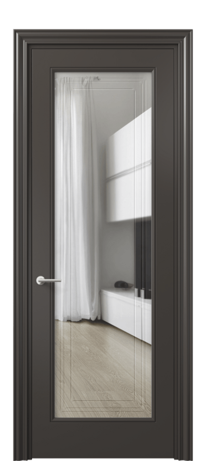 Межкомнатная дверь Mascot 8400 Матовый антрацит Прозрачное стекло с гравировкой "Грани", триплекс Цена 418661 AMD | Volhovec