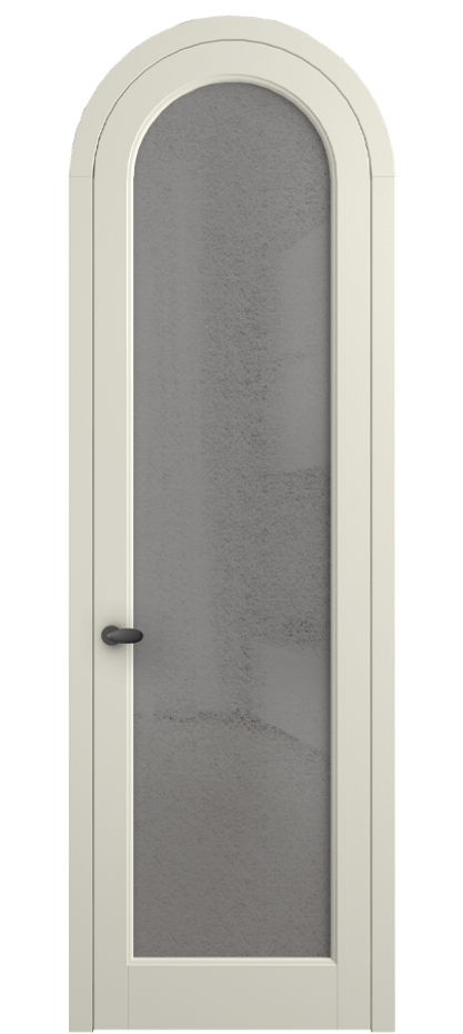 Межкомнатная дверь Палаццо 6814 Матовый молочно-белый Фактурное серое стекло "Лёд", триплекс Цена 884500 AMD | Volhovec