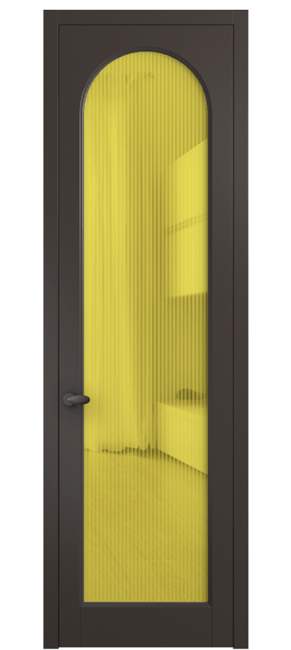 Межкомнатная дверь Палаццо 6804 Матовый антрацит Рифлёное жёлтое стекло "Мору", триплекс Цена 708300 AMD | Volhovec