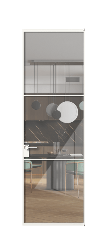 Алюминиевая дверь АЛПЛ040.03 Алюминий Белый Рефлективное прозрачное стекло "Stopsol", калёное Цена 991170  | Volhovec