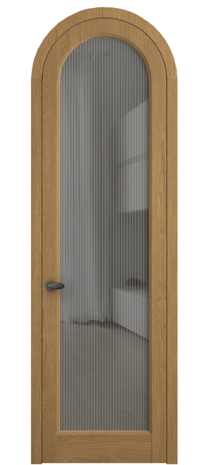 Межкомнатная дверь Палаццо 6814 Дуб солнечный матовый Рифлёное серое стекло "Мору", триплекс Цена 1445600 AMD | Volhovec