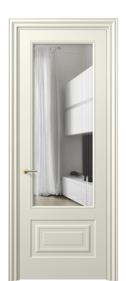 Межкомнатная дверь Mascot 8442 Матовый молочно-белый Прозрачное стекло с гравировкой "Грани", триплекс Цена 3440 AZE | Volhovec