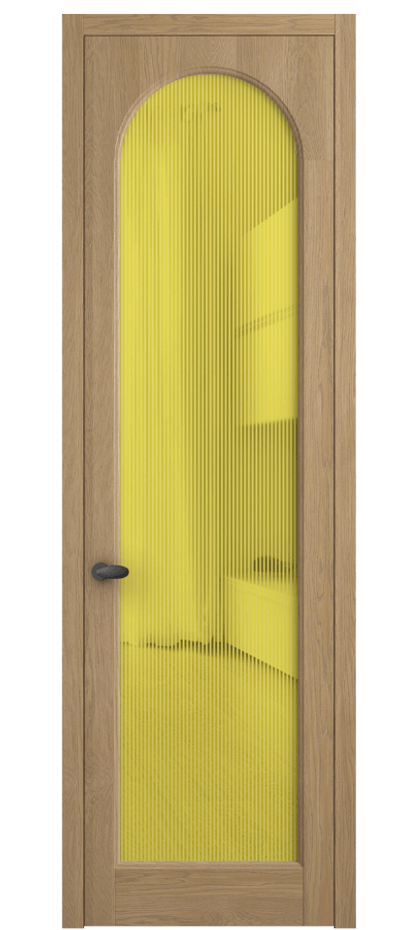 Межкомнатная дверь Палаццо 6804 Дуб соломенный матовый Рифлёное желтое стекло "Дюна", триплекс Цена 1040100 AMD | Volhovec