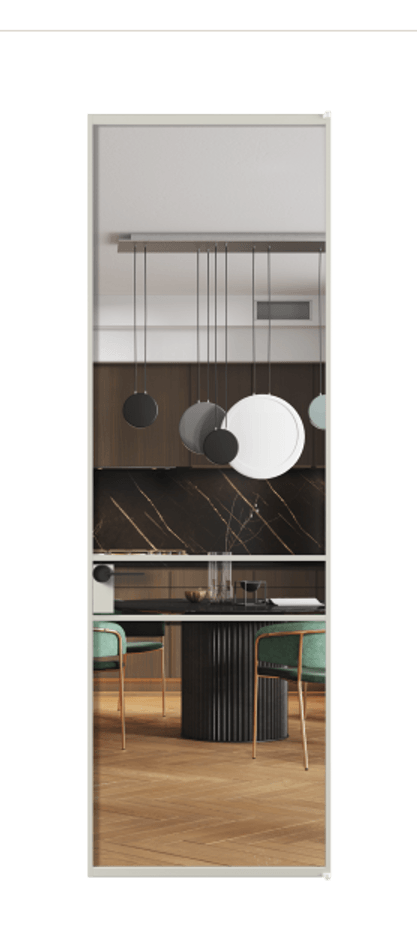 Алюминиевая дверь АЛПЛ040.02 Алюминий тёплый серый Прозрачное стекло "Crystal Vision", калёное, 6 мм Цена 792100  | Volhovec