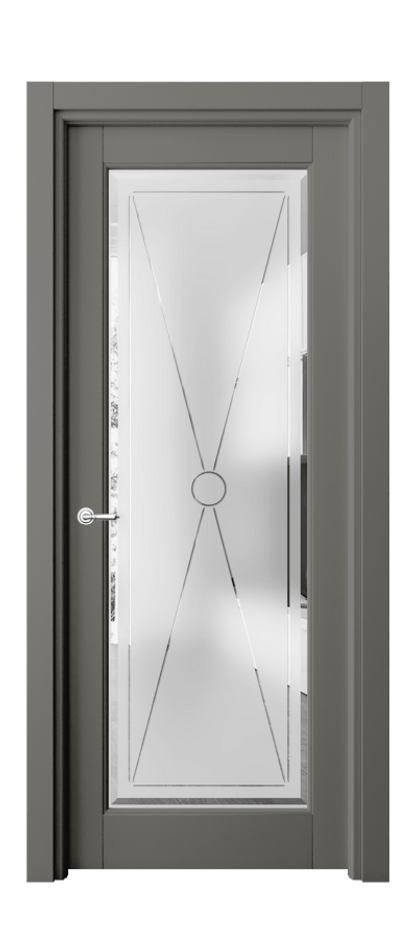 Межкомнатная дверь Тоскана Литера 6300 Матовый классический серый Сатинированное стекло с гравировкой «LITERA» Цена 137300 сом | Volhovec
