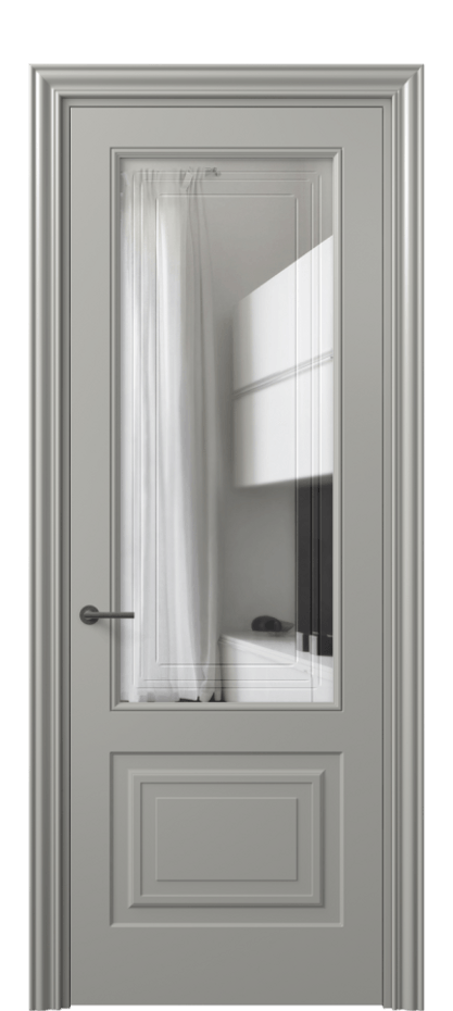 Межкомнатная дверь Mascot 8452 Матовый нейтральный серый Прозрачное стекло с гравировкой "Грани", триплекс Цена 471800 AMD | Volhovec