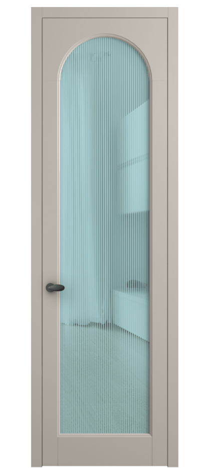 Межкомнатная дверь Палаццо 6804 Матовый светло-бежевый Рифлёное голубое стекло "Дюна", триплекс Цена 694800 AMD | Volhovec