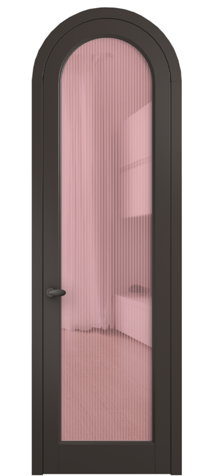 Межкомнатная дверь Палаццо 6814 Матовый антрацит Рифлёное розовое стекло "Moru", триплекс Цена 898000 AMD | Volhovec