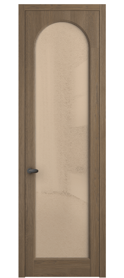 Межкомнатная дверь Палаццо 6804 Дуб джутовый матовый Фактурное оранжевое стекло "Лёд", триплекс Цена 1069100 AMD | Volhovec