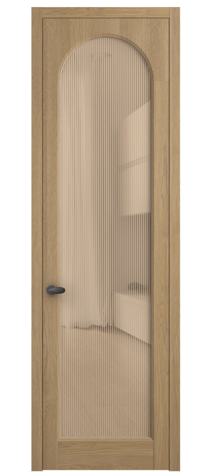 Межкомнатная дверь Палаццо 6804 Дуб соломенный матовый Рифлёное оранжевое стекло "Дюна", триплекс Цена 185080 ₽ | Volhovec