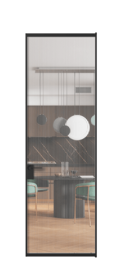 Алюминиевая дверь АЛПЛ040.01 Алюминий Черный Рифлёное стекло "Moru", триплекс Цена 5710  | Volhovec