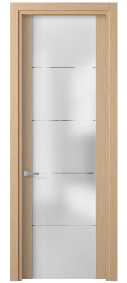 Межкомнатная дверь Planum 4114 Дуб молочный Сатинированное стекло с гравировкой «КВАДРО», триплекс Цена 468030 AMD | Volhovec
