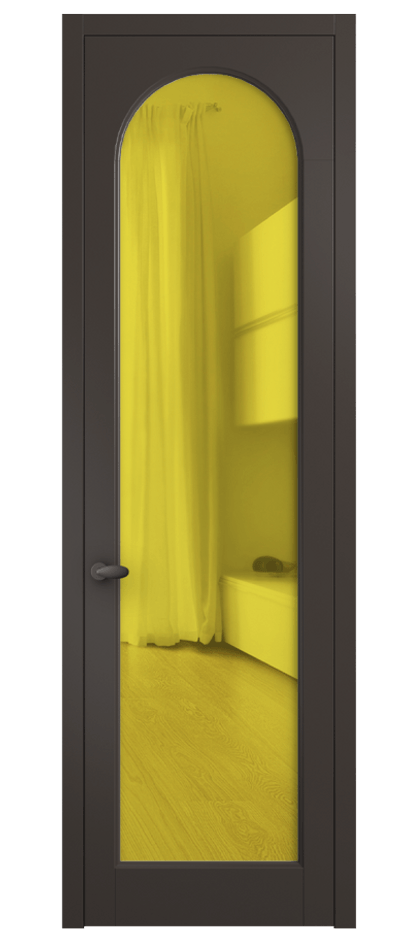 Межкомнатная дверь Палаццо 6804 Матовый антрацит Прозрачное жёлтое стекло, триплекс Цена 677300 AMD | Volhovec
