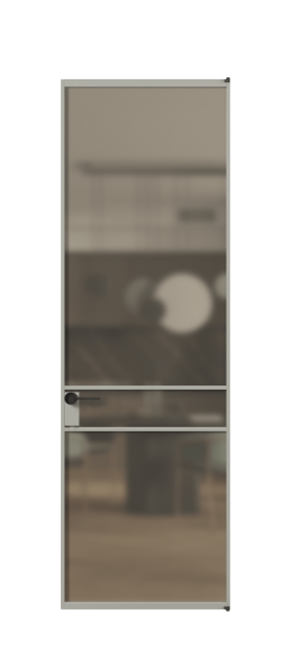 Алюминиевая дверь АЛПЛ040.02 Алюминий нейтральный серый Сатинированное бронзовое стекло, триплекс Цена 836050  | Volhovec