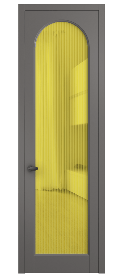 Межкомнатная дверь Палаццо 6804 Матовый классический серый Рифлёное жёлтое стекло "Мору", триплекс Цена 708300 AMD | Volhovec