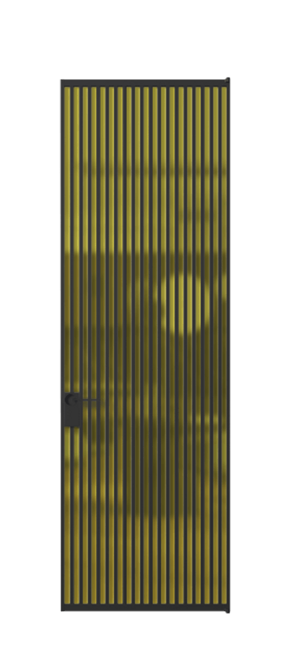 Алюминиевая дверь АЛПЛ040.06 Алюминий Черный Сатинированное жёлтое стекло, триплекс Цена 8860  | Volhovec