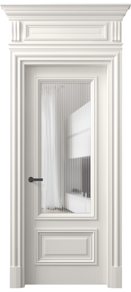 Межкомнатная дверь Antique 7306 Бук пудровый белый Рифлёное стекло "Moru", триплекс Цена 1150590 AMD | Volhovec