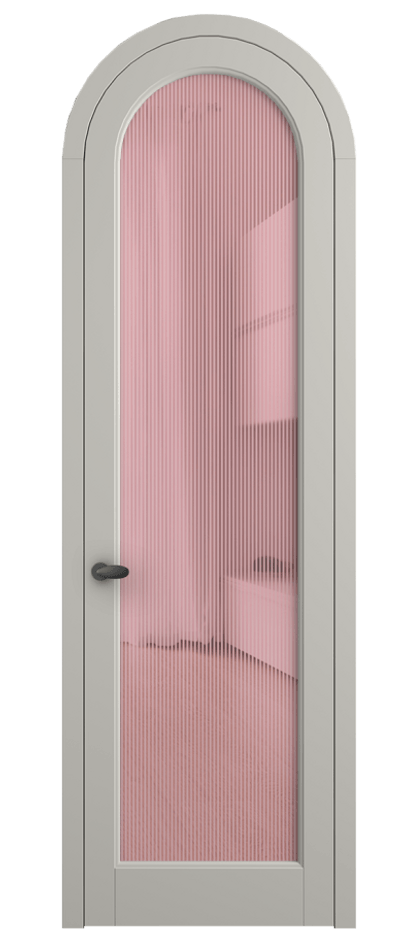 Межкомнатная дверь Палаццо 6814 Матовый тёплый серый Рифлёное розовое стекло "Дюна", триплекс Цена 884500 AMD | Volhovec