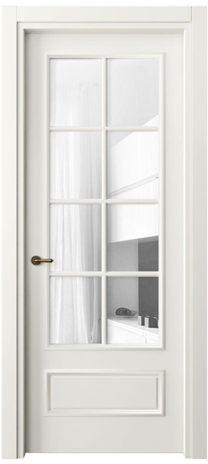 Межкомнатная дверь Paris 8112 Матовый жемчужный Прозрачное стекло Цена 390610 AMD| Volhovec