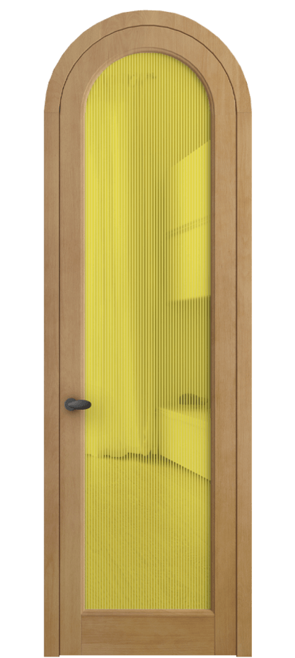 Межкомнатная дверь Палаццо 6814 Бук натуральный матовый Рифлёное желтое стекло "Дюна", триплекс Цена 1198700 AMD | Volhovec