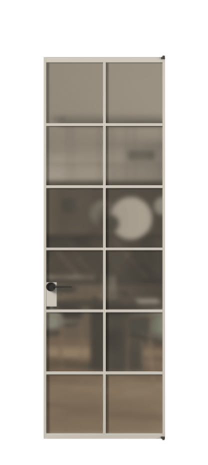 Алюминиевая дверь АЛПЛ040.05 Алюминий светло-бежевый Сатинированное бронзовое стекло, триплекс Цена 866810  | Volhovec