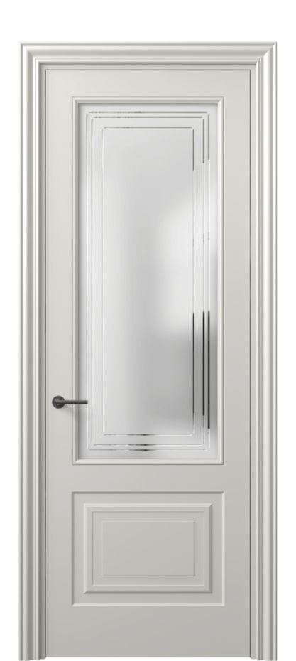Межкомнатная дверь Mascot 8452 Матовый серый Сатинированное стекло с гравировкой "Грани", триплекс, 7 мм Цена 523330 AMD | Volhovec