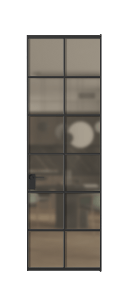 Алюминиевая дверь АЛПЛ040.05 Алюминий Черный Сатинированное бронзовое стекло, триплекс Цена 752710  | Volhovec