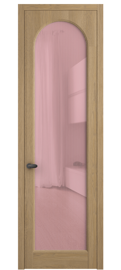 Межкомнатная дверь Палаццо 6804 Дуб соломенный матовый Рифлёное розовое стекло "Дюна", триплекс Цена 1040100 AMD | Volhovec