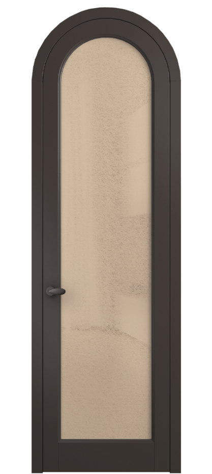 Межкомнатная дверь Палаццо 6814 Матовый антрацит Фактурное оранжевое стекло "Лёд", триплекс Цена 884500 AMD | Volhovec