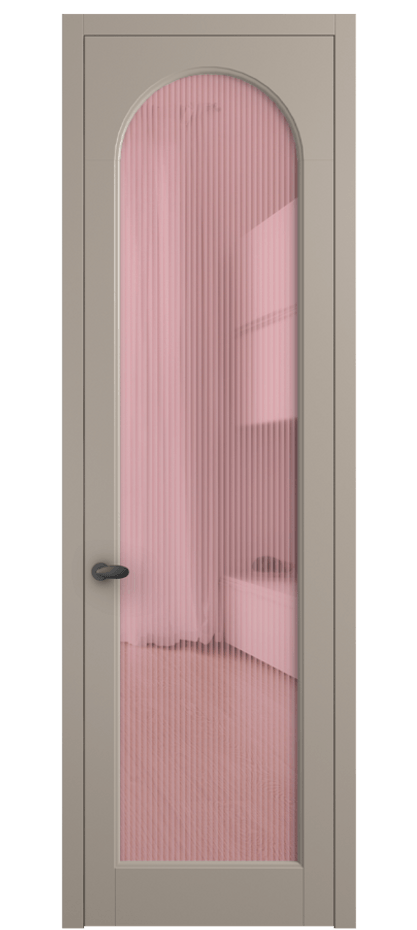 Межкомнатная дверь Палаццо 6804 Матовый бисквитный Рифлёное розовое стекло "Мору", триплекс Цена 708300 AMD | Volhovec