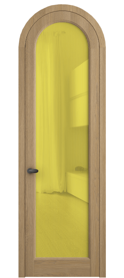 Межкомнатная дверь Палаццо 6814 Дуб соломенный матовый Рифлёное желтое стекло "Дюна", триплекс Цена 11100 AZE | Volhovec