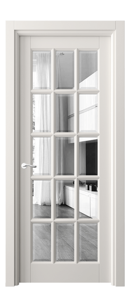 Межкомнатная дверь Lignum 0708 Бук пудровый белый Двустороннее зеркало с фацетом, триплекс, 8 мм Цена 635550 AMD | Volhovec